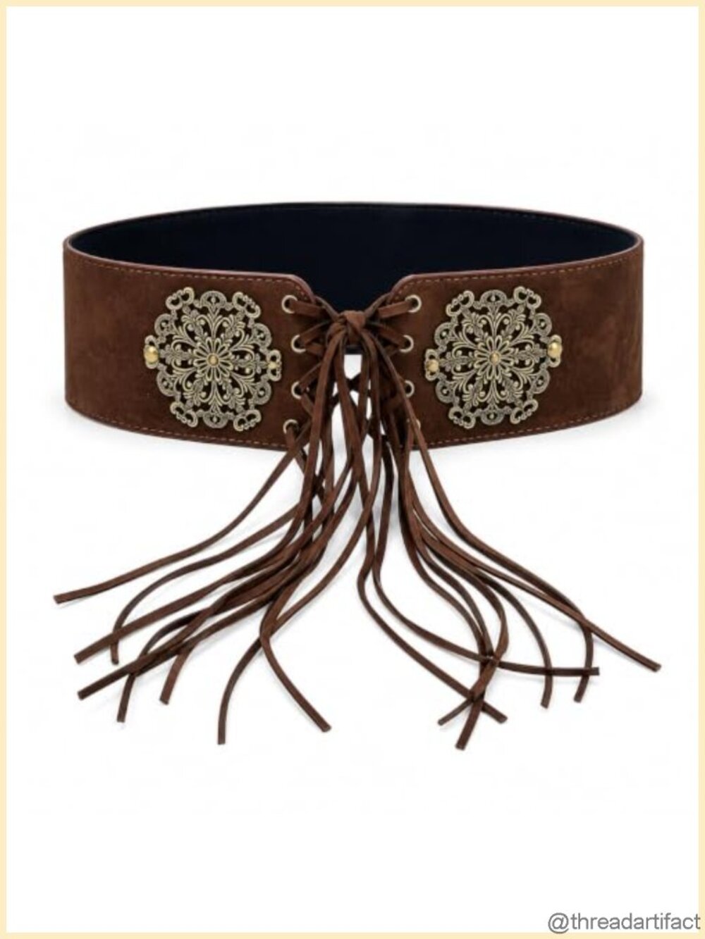Wide Faux Leather Corset Belt Lace-Up Vintage Waist Belt for Halloween Costume